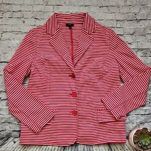 Talbots Red and White Striped Blazer Size Petite Large